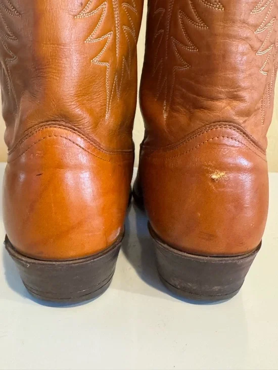 Men’s Justin Leather Cowboy Boots, Size 16D, Made in USA, Western, Vintage Tan - Picture 11 of 16